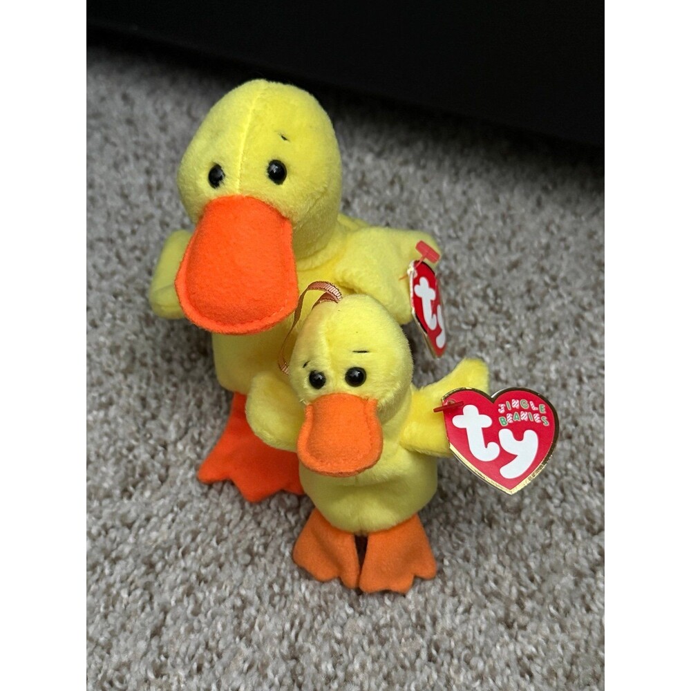 Ty Beanie Babies & Jingle Beanies "Quackers" Duck Pair